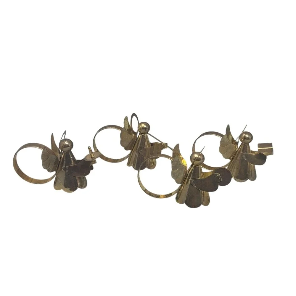 Vintage Brass Angel Napkin Rings Set of 4 Gold Christmas Holiday Table Decor‎